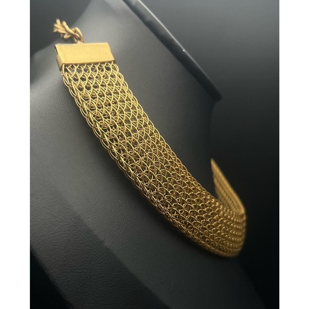 Sarah Cavender Metalworks Gold Tone Mesh Choker 15.5" Necklace Paper Tag Alabama - Picture 3 of 8
